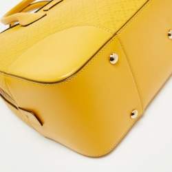 Pre Owned Gucci Yellow Diamante Leather Medium Bright Satchel