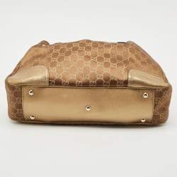 Gucci Gold/Brown GG Satin and Leather Princy Tote