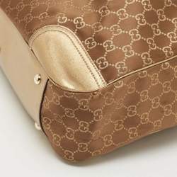 Gucci Gold/Brown GG Satin and Leather Princy Tote