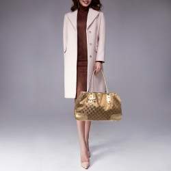 Gucci Gold/Brown GG Satin and Leather Princy Tote