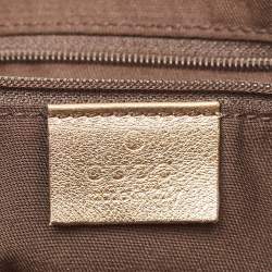 Gucci Gold/Brown GG Satin and Leather Princy Tote