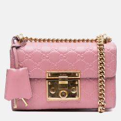 Gucci Pink Small Guccissima Padlock Crossbody