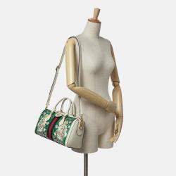Gucci White Yuko Higuchi Medium Coated Canvas Ophidia Web Satchel