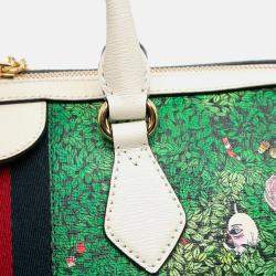 Gucci White Yuko Higuchi Medium Coated Canvas Ophidia Web Satchel