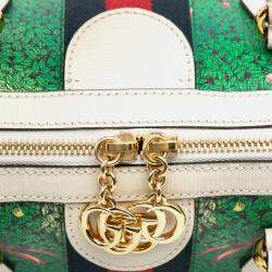 Gucci White Yuko Higuchi Medium Coated Canvas Ophidia Web Satchel