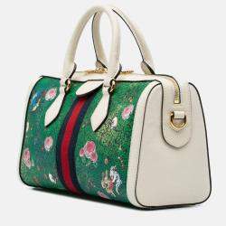 Gucci White Yuko Higuchi Medium Coated Canvas Ophidia Web Satchel