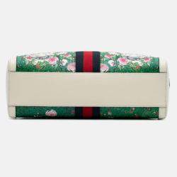 Gucci White Yuko Higuchi Medium Coated Canvas Ophidia Web Satchel
