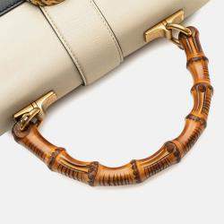 Gucci White Medium Leather Bamboo Dionysus Web Satchel