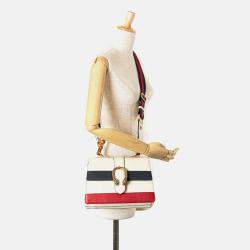 Gucci White Medium Leather Bamboo Dionysus Web Satchel