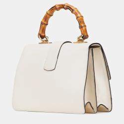 Gucci White Medium Leather Bamboo Dionysus Web Satchel