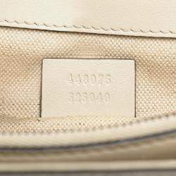 Gucci White Medium Leather Bamboo Dionysus Web Satchel