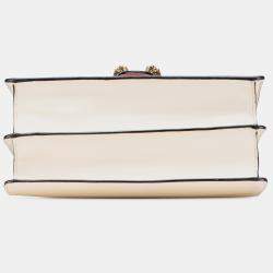 Gucci White Medium Leather Bamboo Dionysus Web Satchel