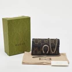 مملوكة مسبقًا Gucci Black/Grey GG Denim Super Mini Dionysus Shoulder Bag