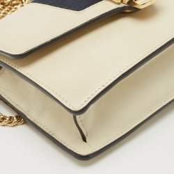 Pre Owned Gucci Off White Leather Super Mini Sylvie Wallet On Chain