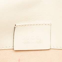 Pre Owned Gucci Off White Leather Super Mini Sylvie Wallet On Chain