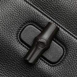 Pre Owned Gucci Black Small Leather Bamboo Daily Satchel