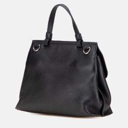Pre Owned Gucci Black Small Leather Bamboo Daily Satchel