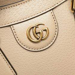 Pre Owned Gucci Beige Small Leather Bamboo Diana Satchel