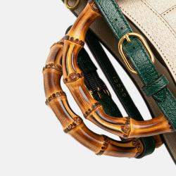Pre Owned Gucci Beige Small Leather Bamboo Diana Satchel