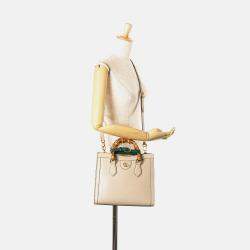 Pre Owned Gucci Beige Small Leather Bamboo Diana Satchel