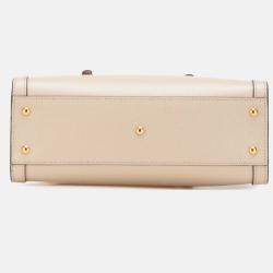 Pre Owned Gucci Beige Small Leather Bamboo Diana Satchel