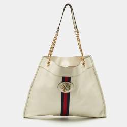 Gucci White Leather Large Rajah Tote