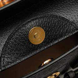Gucci Black Small Leather Bamboo Diana Satchel