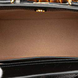 Gucci Black Small Leather Bamboo Diana Satchel