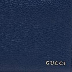 Gucci Navy Blue Leather Zip Around Continental Wallet