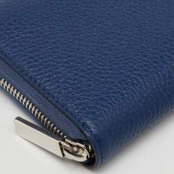 Gucci Navy Blue Leather Zip Around Continental Wallet