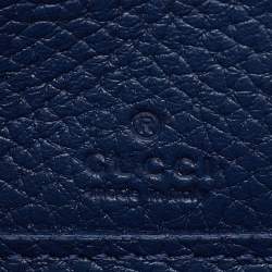 Gucci Navy Blue Leather Zip Around Continental Wallet