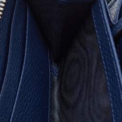 Gucci Navy Blue Leather Zip Around Continental Wallet