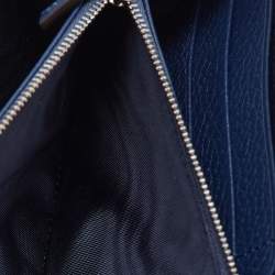 Gucci Navy Blue Leather Zip Around Continental Wallet
