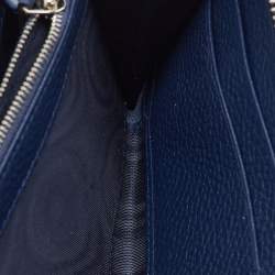 Gucci Navy Blue Leather Zip Around Continental Wallet
