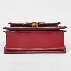 Pre Owned Gucci Beige/Red GG Supreme Canvas and Leather Small Queen Margaret Top Handle Bag