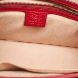 Pre Owned Gucci Beige/Red GG Supreme Canvas and Leather Small Queen Margaret Top Handle Bag