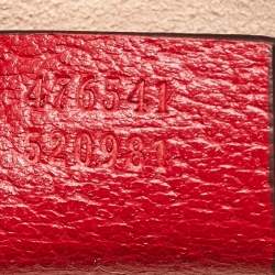 Pre Owned Gucci Beige/Red GG Supreme Canvas and Leather Small Queen Margaret Top Handle Bag