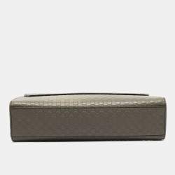 Pre Owned Gucci Grey Microguccissima Leather Medium Emily Chain Shoulder Bag