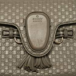 Pre Owned Gucci Grey Microguccissima Leather Medium Emily Chain Shoulder Bag