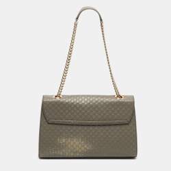 Pre Owned Gucci Grey Microguccissima Leather Medium Emily Chain Shoulder Bag