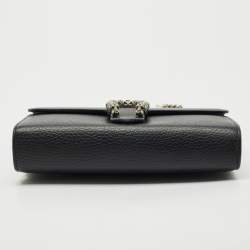 Pre Owned محفظة غوتشي ديونيسوس جلد أسود مع سلسلة