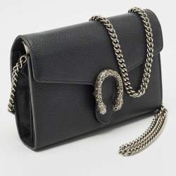 Pre Owned محفظة غوتشي ديونيسوس جلد أسود مع سلسلة