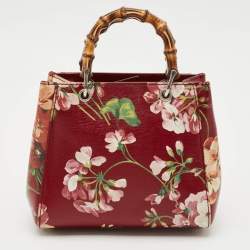 Gucci Multicolor Blooms Print Leather Mini Bamboo Tote