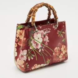 Gucci Multicolor Blooms Print Leather Mini Bamboo Tote