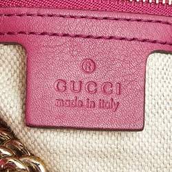 Pre Owned Gucci Pink Patent Leather Medium Soho Chain Tote