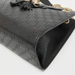 Pre Owned Gucci Black Guccissima Leather Large Emily Chain Shoulder Bag