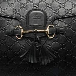 Pre Owned Gucci Black Guccissima Leather Large Emily Chain Shoulder Bag