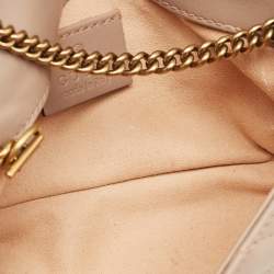 Pre Owned Gucci Beige Matelassé Leather Super Mini GG Marmont Crossbody Bag