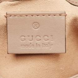 Pre Owned Gucci Beige Matelassé Leather Super Mini GG Marmont Crossbody Bag