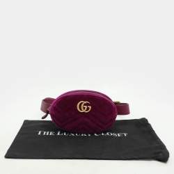 Pre Owned Gucci Purple Matelassé Velvet Mini GG Marmont Belt Bag